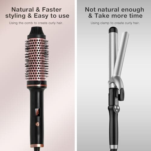 TANSHINE Thermal Brush,1.5 inch Hot Curling Brush Blowout,Heated Round Curling Iron Brush with Dual Voltage for Blowout Look,Hair Curler Volumizing Brush,Hair Curling Wands Bruah for Travel,Black - Thumbnail 5