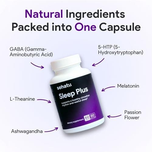 SEHATU Sleep Plus Supplement | with Melatonin, GABA, Ashwagandha, 5-HTP | for Men and Women Seeking a Healthy Sleep-Wake Schedule and A Relaxed Mood | 60 Count | 60 Day Supply - Thumbnail 5