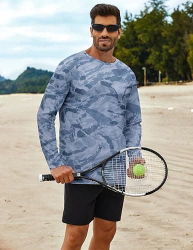 PINSPARK Men's Camouflage Rash Guard Shirts Quick Dry UV Protection Fishing Shirts Long Sleeve UPF 50+ Summer Swim Shirt - Thumbnail 3