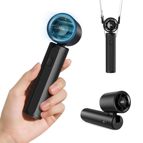 DUOMIY 2026 Upgraded Portable Handheld Turbo Fan Personal fan 18000RPM Speed Adjustable, 3-IN-1 Rechargeable Fan with LED Display, Travel Essentials, Gifts for Women Men Outdoor Indoor (Black) - Image 1