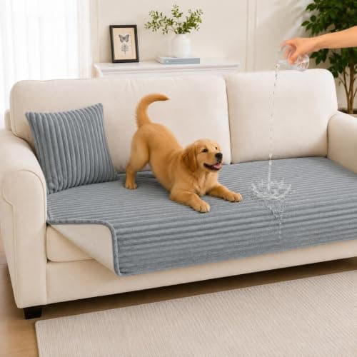 Sparaiz Couch Covers for Sofa Plush Pet Sofa Mat w/Pillow Light Grey 63"