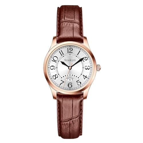 Szaikyri Classic Watch for Women with Easy Read Time Arabic Numerals Ladies Watch with Calendar Water Resistant (Brown Rosegold) - Image 1