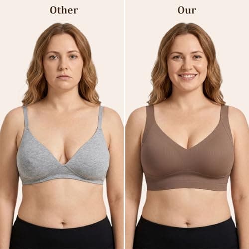 Ga0amm Women's Undergarment Bras Featuring a Wire-Free and Seamless Design, offering Substantial Support(2 Pack) (US, Cup Band, XX-Large, B, DD, Brown) - Thumbnail 3