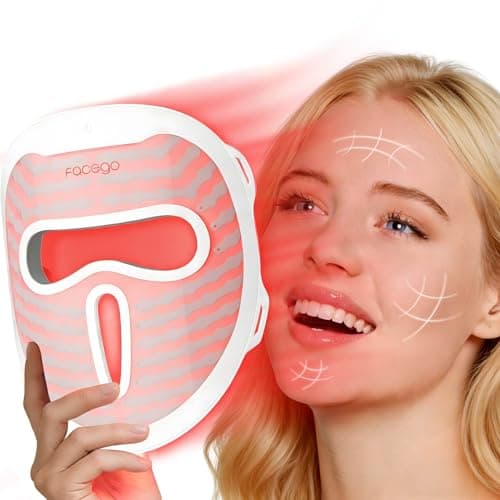Facego Red Light Mask for Face, 7-1 Colors Red Light Face Mask, Cordless Red-Light Facial Mask with Eye-Protection, Rechargeable for Skincare at Home & Travel
