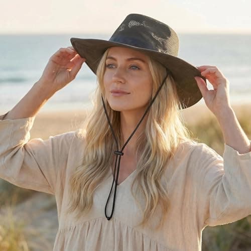 Hayes Mesh Safari Cowboy Hat for Men & Women, Wide Brim Outdoor Sun Hat - Thumbnail 5
