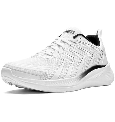 K-Swiss Men's Mellow Running Shoe - Lightweight Fashion Sneaker Cross Training Shoe for Jogging Walking, White 12 - Image 1