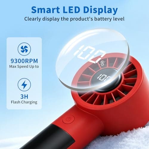 Portable Mini handheld Personal Fan with Night Light,5 Speeds,Rechargeable - Thumbnail 5