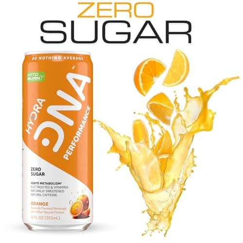 HYDRADNA- Clean Performance Drink, Zero Sugar | For Natural Fuel, Alertness, Boost, Stamina,120 mg Organic Caffeine, Natural Flavors, Zero Sucralose, Clean Ingredients (12 Pack) (12 Pack, Orange) - Thumbnail 6