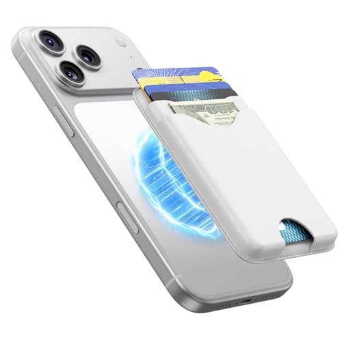 Nepagz Magnetic Wallet White Vegan Leather Upgraded for MagSafe Wallet, 5 Card-Holder, for iPhone, with Adjustable Stand, for iPhone 16/15/14/13/12 Series, Not for Mini, Ultra-Slim - Image 1