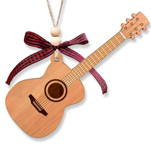 Guitar Ornaments for Christmas Tree, Mini Wooden Guitar Ornament Decor, Unique Music Ornaments - Best Gifts for Guitarists Lovers