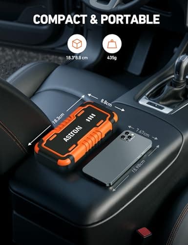 AstroAI P10 Car Battery Jump Starter, 5000A Portable Jump Starter Battery Pack for Up to 10L Gas & 8L Diesel Engines, 12V Lithium Jump Box, Auto Booster Pack with 3-Mode LED Lights & Jumper Cable - Thumbnail 6