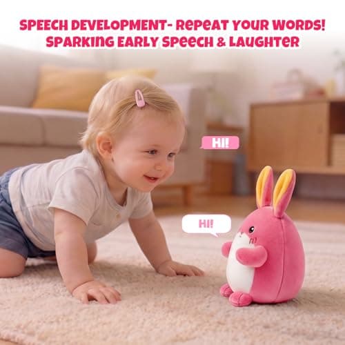 Crawling Pink Bunny Baby Toy with 48 Songs & Record, Interactive Musical Plush Toy for Babies 6-12 Months, Rechargeable Dancing Stuffed Animal, Sensory Toy for Toddlers 1-3, Cute Baby Gift for Girls - Thumbnail 2