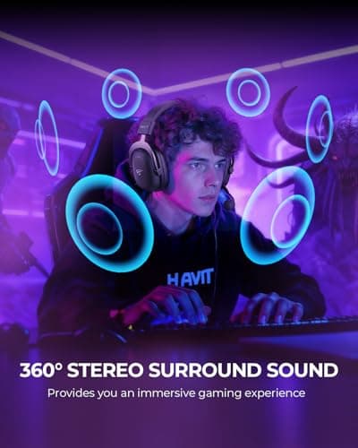 havit H2002d Gaming Headsets for PS4,PC, 53MM Drivers Surround Sound PS5 Headset with Mic Gaming Headphones with Mic Durable Aluminum Frame Valentines Gifts for Men - Thumbnail 4
