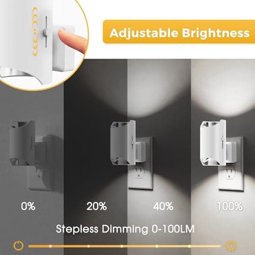 L LOHAS LED Night Light, Night Lights Plug into Wall, 5000K Daylight White, Dimmable Night Light 0-100LM with Light Sensor, Plug in Night Light for Hallway Bathroom Kitchen, 2 Pack - Thumbnail 2