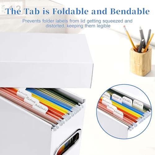Naleyber File Organizer Box with Lid & Handle, Heavy Duty Hanging File Folder Storage Boxes for Letter Size, Portable Filing Organizer for Office, Home, Classroom, White 2 Pack - Thumbnail 3