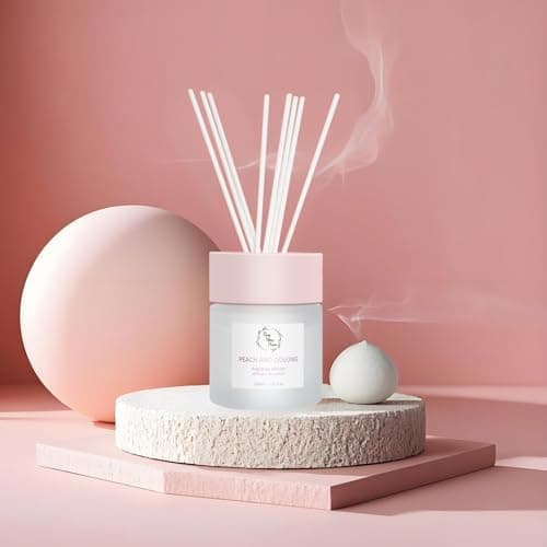 Reed Diffuser Set, Pretty Valley Home Diffuser 100Ml / 3.38fl OZ Gift Box - Includes Reed Diffuser Sticks, Fragrance Oil, and Glass Bottle for Bathroom Office Living Room Decor (White Peach & Oolong) - Thumbnail 4
