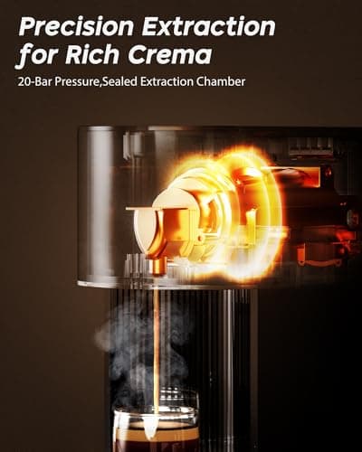 PURHUGO CHEF Espresso Machine Coffee Makers, Compatible with Nespresso Original Pods, One-Touch with Illuminated Brew Zone, 20 Bar Pump, 33.8oz Removable Tank, Compact Design, CM-C07-A - Thumbnail 3