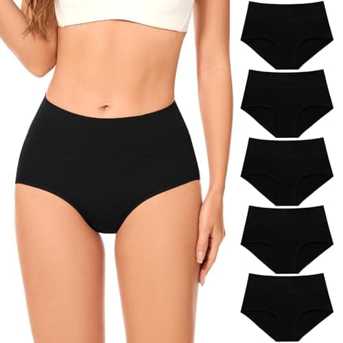 CleainKorte Womens Cotton Underwear High Waisted Briefs Full Coverage Soft Ladies Panties Multipack 5 Pack - Image 1