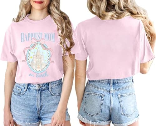 Magical Shirt for Women Happiest Mama Graphic Tees Funny Mom Gifts Family Holiday Vacation Tops - Image 1