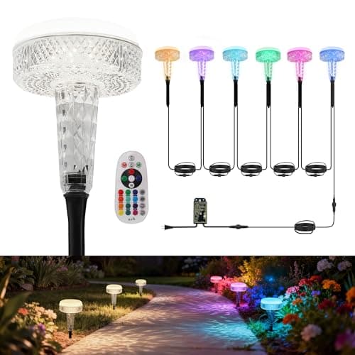 LOHAS Dusk to Dawn Low Voltage Landscape Lighting White Light+ RGB Modes, 6 Pack IP65 Low Voltage Pathway Lights with Remote, Timer Color Changing Plug in Outdoor Pathway Lights for Yard Lawn Walkway - Image 1