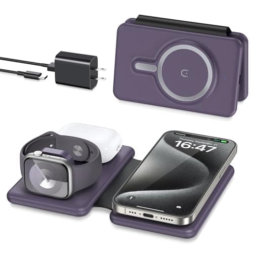 Wireless Charger iPhone - 3 in 1 Charging Station for Apple Devices for iPhone 17 16 15 14 13 12 Pro Max Plus - Foldable Magnetic Charging Pad for Apple Watch Series & Airpods Series - Image 1