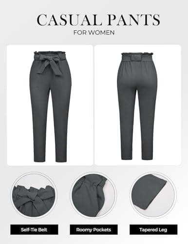 GRACE KARIN Dress Pants for Women Stretch Pull-on Pants Comfort Office Ponte Pants Gray-Black XL - Thumbnail 2