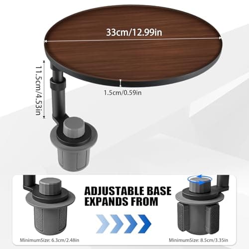 Lumlazni Car Desk for Laptop, Portable 360° Rotation Wooden Steering Wheel Tray (Cup Holder Mounted) for Food, Eating, Office, Compatible with Tesla Model Y/3 & Most Vehicles - Thumbnail 5