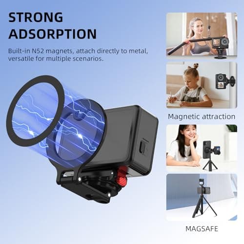 BRDRC Action 6 Magnetic Stand Base, Aluminum Alloy Quick Release Adapter for DJI Osmo Nano, for MagSafe iPhone Desktop Mount Table Holder with 360° Adjustable & 1/4” Screw Hole Tripod Accessories - Thumbnail 2