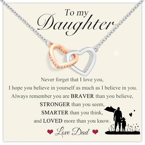 Necklaces for Daughter Gift from Mom Dad - S925 Sterling Silver Love Heart Pendant Necklace Rose Gold Plated with Message Card Jewelry To My Daughter Necklace Gift for Birthday Christmas Graduation - Image 1