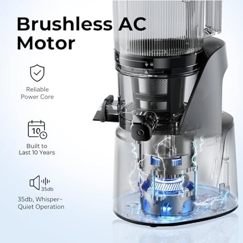 EanOruus Juicer Machines, 3-in-1 Cold Press Juicer with 6.5" Extra Large Chute, 100oz Large Capacity, AC Motor, Makes Juice, Nut Milk & Sorbet, Premium Gray - Thumbnail 6