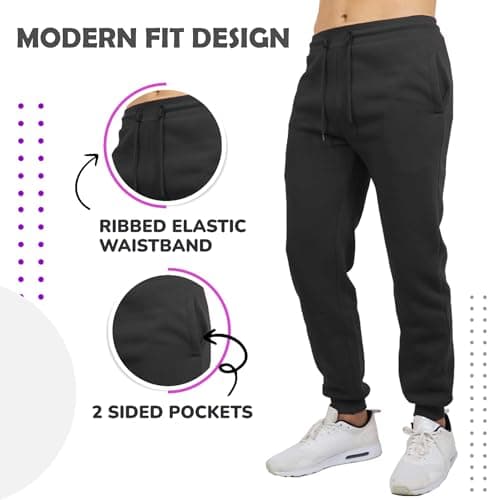 Galaxy by Harvic Sweatpants for Men 3-Pack – Slim Fit Fleece Cargo Joggers Elastic Waist Mens Jogger Sweatpants (S-3XL) - Thumbnail 3