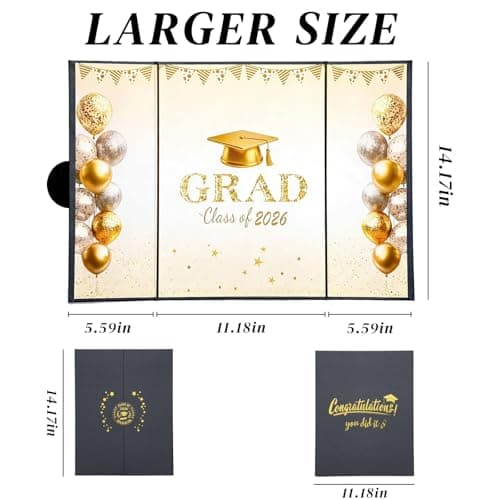 Black and Gold Graduation Party Decorations Class of 2026 - Extra Large 22" x 14" Graduation Guest Book to Sign Signature Board for Graduation Gifts Congrats Grad Party Favors Supplies Decor Keepsake - Thumbnail 3