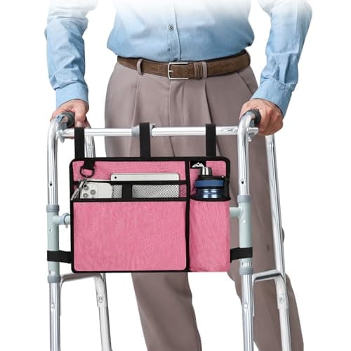 supregear Accessories Bag for Walker, Wheelchair, Rollator - Walker Basket Bag w/Cup Holder - Seniors Caddy Attachment Pouch for Walkers, Water Resistant Large Capacity Carry Storage Carrier Tote