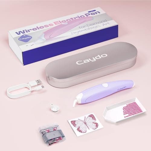 Caydo Cordless Electric Diamond Painting Pen, E-Painter for Diamond Painting - Diamond Art Pen with Vacuum Technology, Ergonomic Design & Storage Tray – No Wax, Patented (Purple) - Thumbnail 6