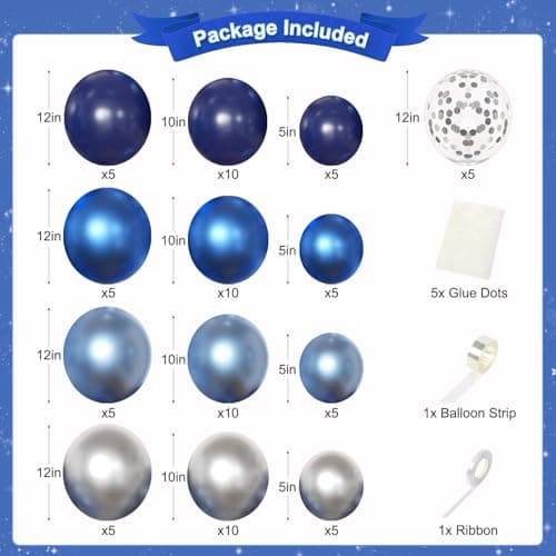 Happy Fathers Day Decorations, Metallic Blue Dark Blue Silver Foil Confetti Balloons Blue Fringe Curtains Banner for Father's Day Party Decorations - Thumbnail 2