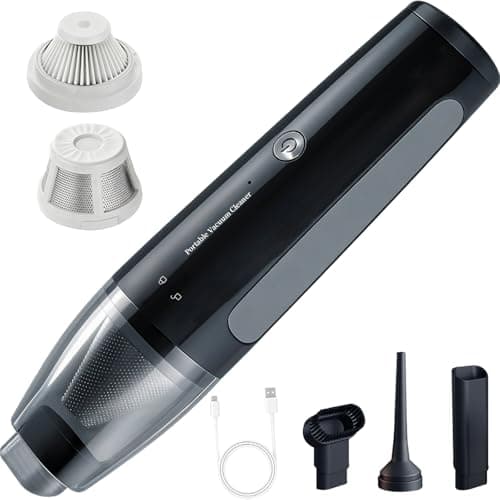 Car Vacuum, Handheld Vacuum Cordless 20000Pa Suction with 2 Suction Modes, 2-in-1 Portable Mini Car Vacuum Cleaner Cordless Vacuum Rechargeable Type-C Charge for Car, Office Desk, Keyboards（Black)