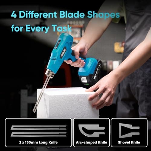SEESII Cordless Foam Cutter with Batteries 2x2000mAh, Electric Hot Knife Kit (Max 842°F), 4 Blades for Rope, Fabric, EVA, EPP, EPS, XPS, EPE Board, Foam Cutting Tool Air-Cooled Styrofoam Cutting Tool - Thumbnail 2