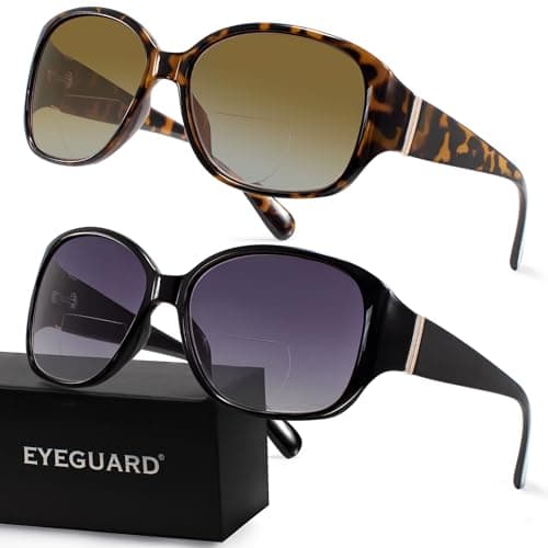 EYEGUARD 2 Pack Bifocal Reading Sunglasses for Women Oversized Sun Readers UV400 Protection Outdoor Reading Glasses 1.50 - Image 1