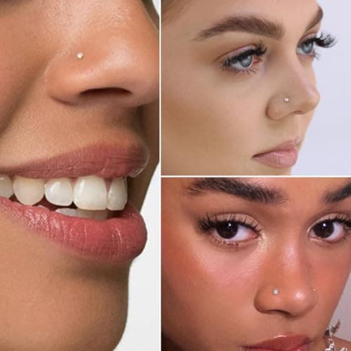 COTATI 18g Nose Stud Flat Back Studs Earrings Piercing Jewelry for Women,Surgical Steel Threadless Long Push Pin Labret Tragus Cartilage Lip Rings Stud (Silver,18G 2/3/4mm CZ) - Thumbnail 2