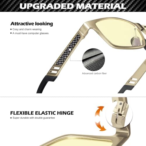 ANYLUV Blue Light Glasses Men, Relieve Eyestrain and Eye Protection, Al-Mg Metal Computer Blue Light Blocking Glasses - Thumbnail 3