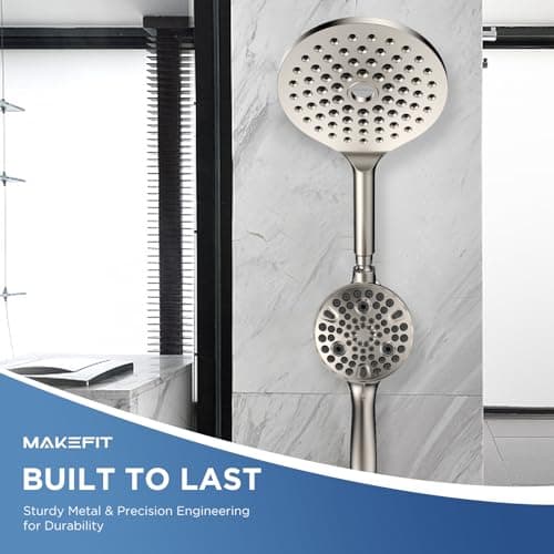 Dual Handheld Shower Head Combo, 2-in-1 Rain Shower Heads System 8 Inch Rainfall Shower Head and 10 Modes High Pressure Hand Held Showerhead with Built-in Power Wash - Thumbnail 4