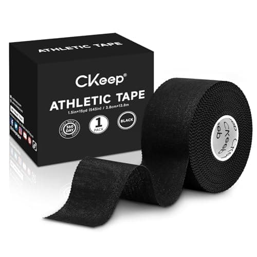 CKeep Athletic Tape, Original Cotton Latex Free Sports Tape, Strong Support Easy Tear No Glue Residue Wrist Ankle Tape to Protect Wrist Fingers and Ankle, 1.5 in x 15 yds, Black (1 Roll) - Image 1