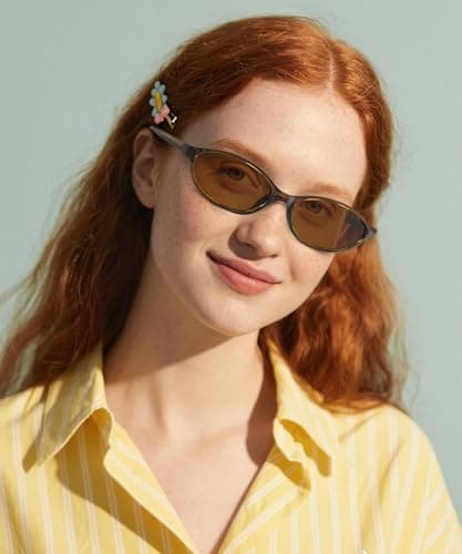 QALLY Retro Oval Womens Sunglasses Cat Eye Sunglasses for Women: Chic 90s Sunnies Lightweight Trendy UV protection Sun Glasses - Thumbnail 3