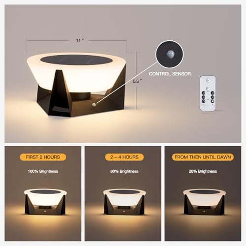 MVBT Solar Post Lights Outdoor, 11" Outdoor Pillar Lights, IP54 Waterproof Solar Powered Column Lamp, Dusk to Dawn Modern Post Light, 3000K LED Bulb Round Column Lighting for Driveway Patio Deck Yard - Thumbnail 4