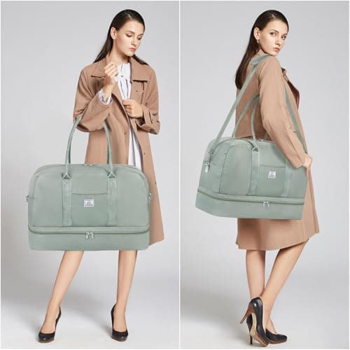 IBFUN Weekender Bags for Women, 3PCS 21" Large Travel Duffle Carry On with Crossbody Bag & Toiletry Bag, Water-Resistant Shoe Compartment, Trolley Sleeve, for Business Weekend Overnight Trips - Thumbnail 6
