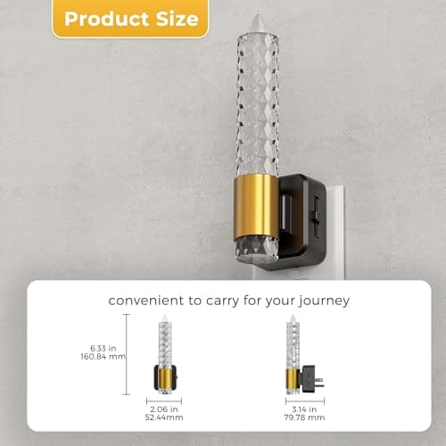 L LOHAS LED Night Light, Amber Candle Night Lights Plug into Wall,2 Pack 0-100 LM Dimmable Nightlight, Plug in Acrylic Diamond Night Light with Dusk to Dawn Sensor, for Bathroom Hallway - Thumbnail 3