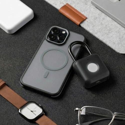 Fingerprint Padlock Phone Watch App Gym Locker Lock: Keyless Padlock eLinkSmart Combination Lock - Black Metal Bluetooth Remote for Locker Backpack Suitcase Luggage - Thumbnail 3