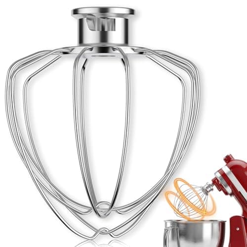 6-Wire Whip Attachment Fits KitchenAid Tilt-Head Stand Mixer Replace K45WW, Stainless Steel, Egg Heavy Cream Beater, Cakes Mayonnaise Whisk - Image 1