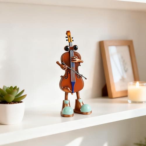 ArtCachet Nostalgic Violin Sculpture for Home Decor, Classic Melody-Playing Sculpture Ornament for Shelf Cabinet Desktop Table in Home Office Hotel Bar - Distinctive Housewarming Gift Ideas - Thumbnail 6
