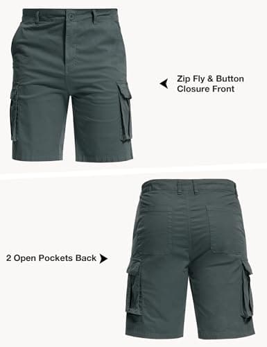 AOHIKE Classic Mens Cargo Shorts - Relaxed Fit Hiking Shorts 9" Inseam for Outdoor Casual Travel, Grey XL - Thumbnail 4